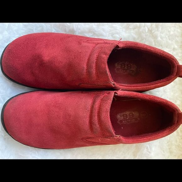 Route 66 leather red suede clogs with black rubber soles size 9 - Picture 7 of 8